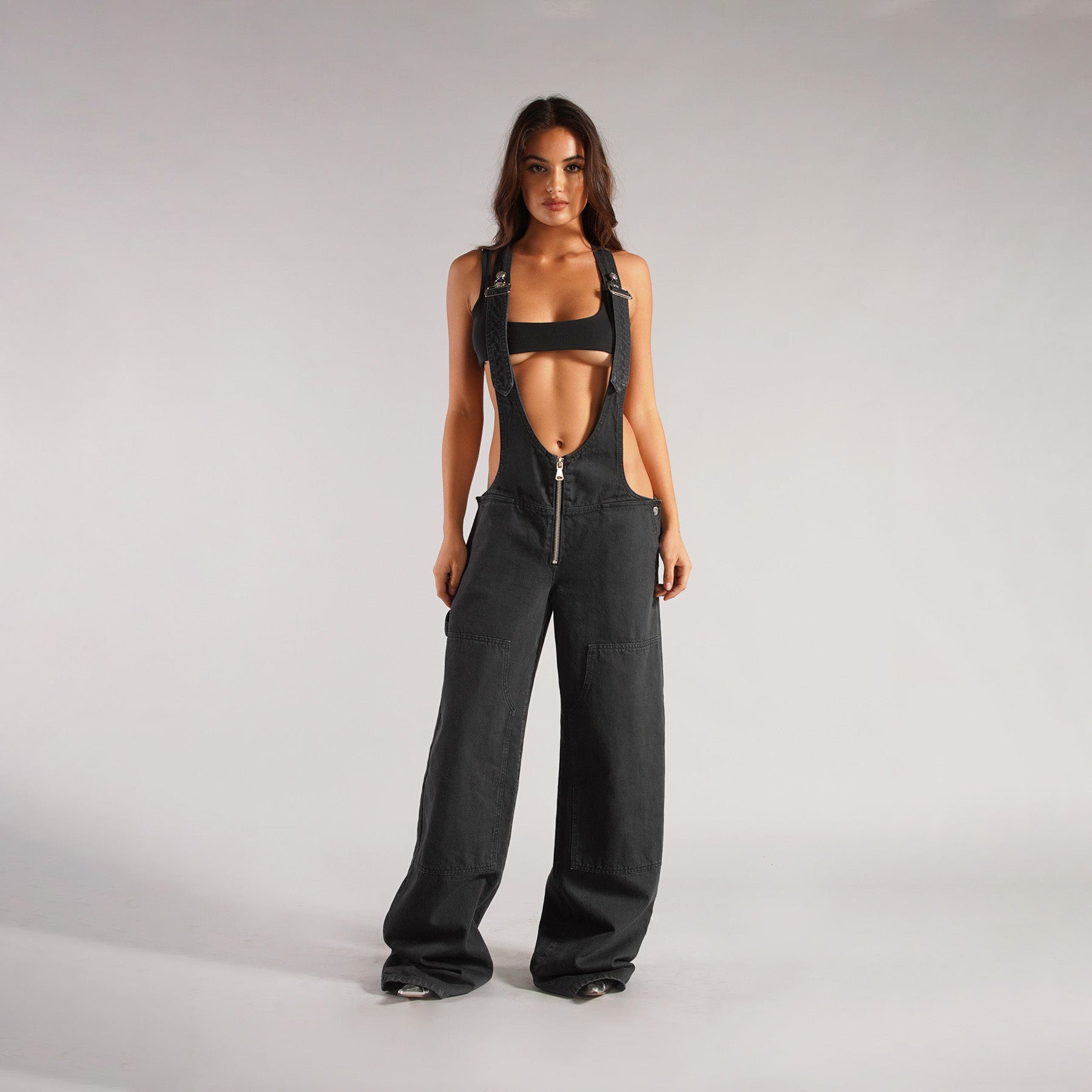 Elevate Your Street Style with Y2K Denim Overalls - Women's Loose-Fit Suspender Jumpsuit Featuring Pockets