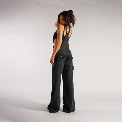 Elevate Your Street Style with Y2K Denim Overalls - Women's Loose-Fit Suspender Jumpsuit Featuring Pockets